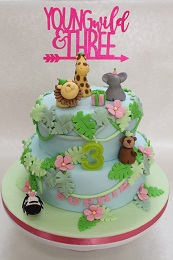 animal third birthday cake